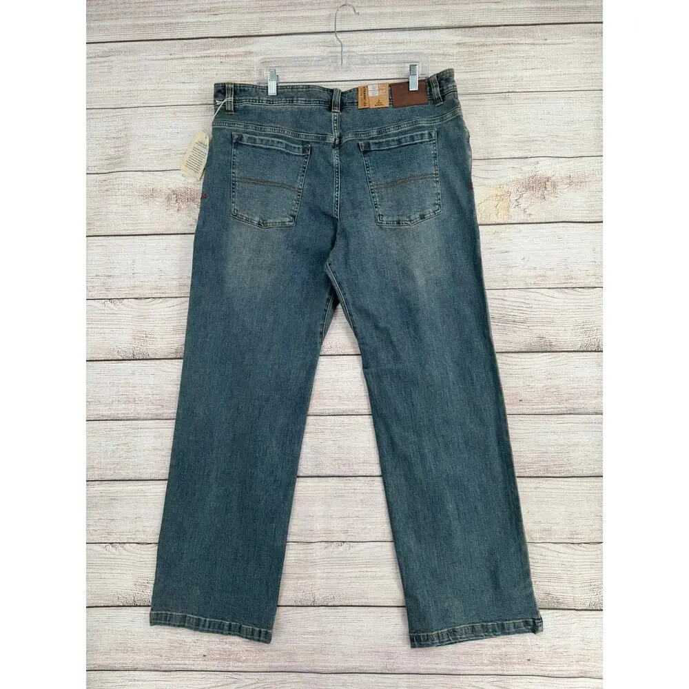 prAna Axiom Straight Leg Jeans‎ Mens 38x32 Blue Medium Wash Denim NEW
